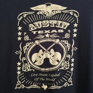 Vintage Austin Texas T Shirt Large Monarch Made in USA Live Music Capital Gold